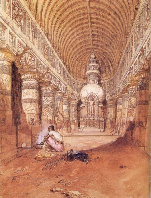 William Simpson Chaityagriha no.19 at Ajanta china oil painting image